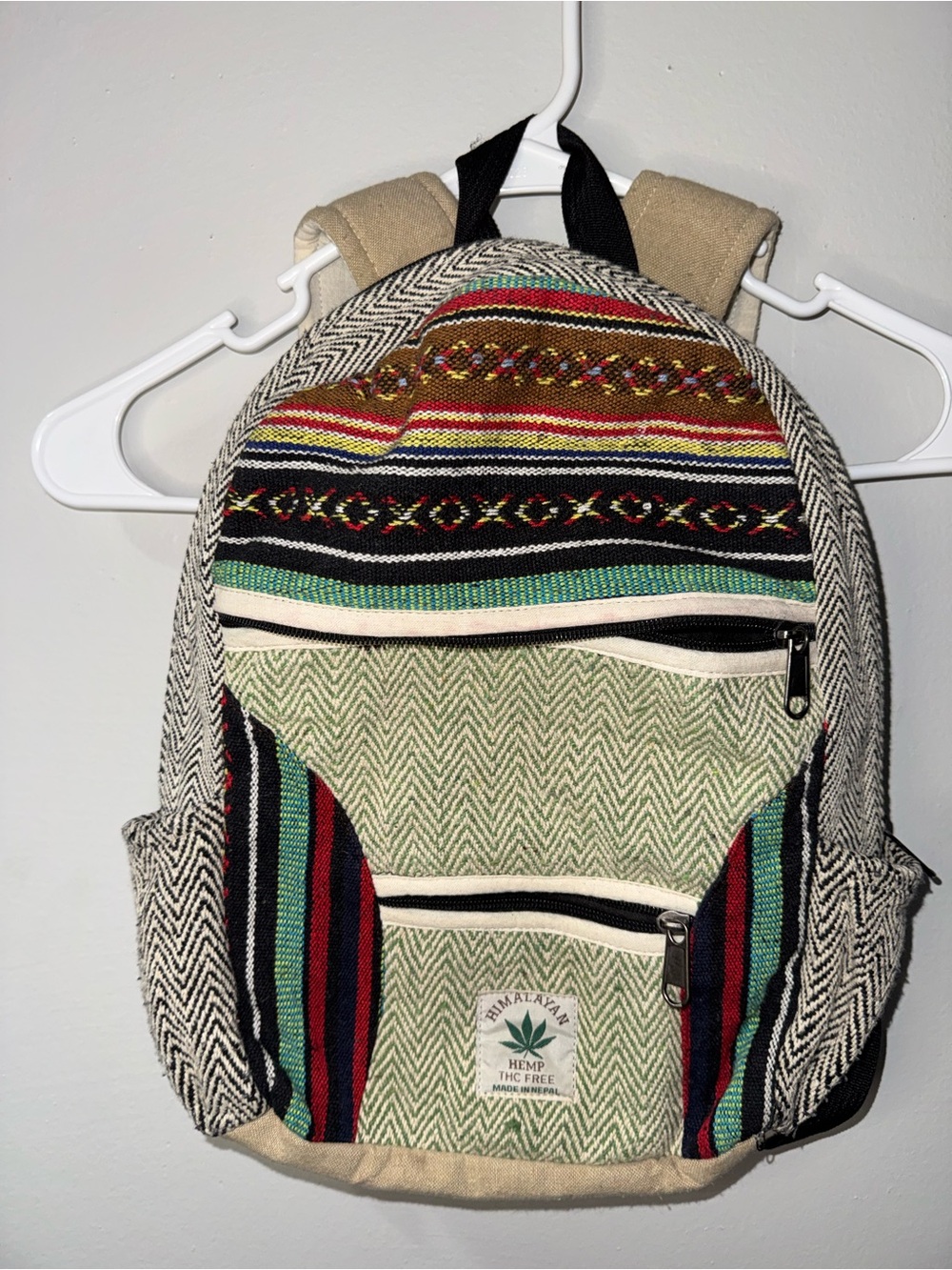 Rising International Himalayan Hemp Backpack Boho Patchwork Nepal THC Free